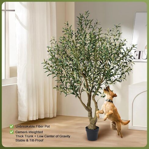 Olive Tree Artificial Indoor 6ft - UV Resistant Large Fake Plants - Realistic Faux Olive Tree in Pot - Tall Artificial Plants Outdoor for Home, Patio, Living Room, Office Decor,VN138 in Saudi Arabia