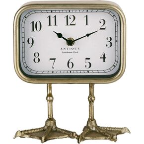 NIKKY HOME Vintage Table Top Clock, Cute Duck Paw Silent Shelf Desk Clock Battery Operated, Home Decor for Living Room, Mantel, Bedroom, Bedside - Gold in Kuwait