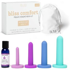 Bliss Comfort 4-Dilator Kit - Premium Soft Silicone - Pelvic Floor Muscle Exerciser Trainer - Small Sizes 1-4. The Ideal First Step. Bonus Bliss Glide, $8 Value! in Saudi Arabia
