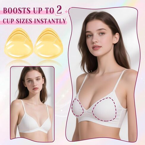 Double Sided Sticky Bra Push up, Ultra Invisible Lift Bra Inserts Push up Sticky Bra Pads Inserts, Reusable Boob inserts for Bikini Swimsuit Sports Strapless, 1 Pair, Nude in Saudi Arabia