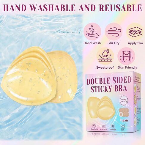 Double Sided Sticky Bra Push up, Ultra Invisible Lift Bra Inserts Push up Sticky Bra Pads Inserts, Reusable Boob inserts for Bikini Swimsuit Sports Strapless, 1 Pair, Nude in Saudi Arabia