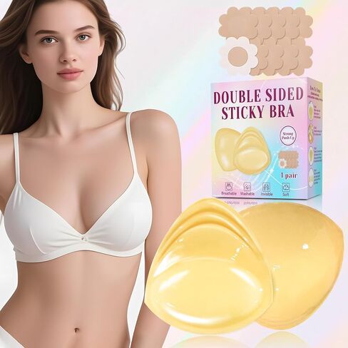 Double Sided Sticky Bra Push up, Ultra Invisible Lift Bra Inserts Push up Sticky Bra Pads Inserts, Reusable Boob inserts for Bikini Swimsuit Sports Strapless, 1 Pair, Nude in Saudi Arabia