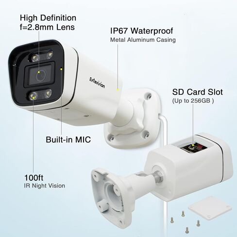 5MP Turret Poe Camera,HD Outdoor IP Camera PoE with Mic/Audio,5-Megapixel Security Surveillance Cameras,65ft NightVision,100° FOV,Smart Human Detection,Micro SD Card Storage (not Included) in Saudi Arabia