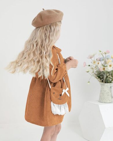 Mioglrie Baby Girl Dress Toddler Girl Dress Fall Winter Long Sleeve Corduroy Princess Dresses Cute Satchel Playwear Outfits in Kuwait