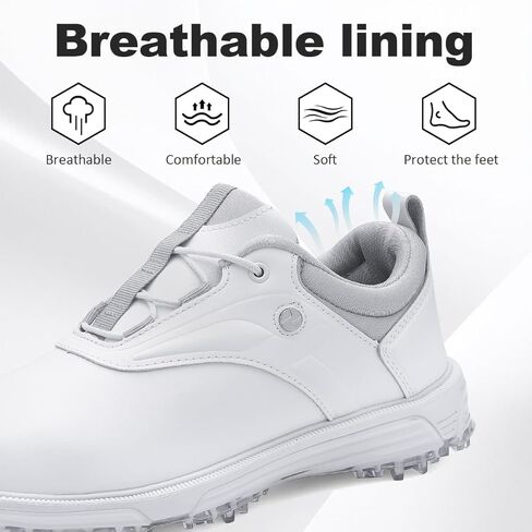 Ultiant Mens Golf Shoes مقاومة للماء ثابتة عديمة الفصائل حذاء رياضة في الهواء الطلق مريح بحجم 7.5-13 in Kuwait