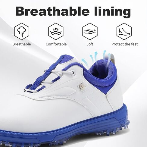 Ultiant Mens Golf Shoes مقاومة للماء ثابتة عديمة الفصائل حذاء رياضة في الهواء الطلق مريح بحجم 7.5-13 in Kuwait