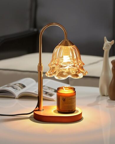 11.5"-14.5" Candle Warmer Lamp with Timer & Dimmer, Gift for Women, Birthday, Adjustable Height Warming Light for Jar Candles, Modern Dimmable Table Light with 2 Bulbs for Bedroom, Office in Saudi Arabia