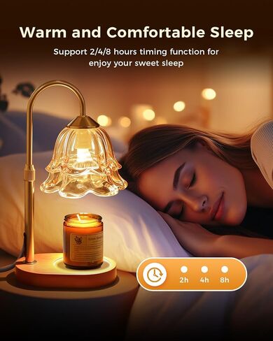 11.5"-14.5" Candle Warmer Lamp with Timer & Dimmer, Gift for Women, Birthday, Adjustable Height Warming Light for Jar Candles, Modern Dimmable Table Light with 2 Bulbs for Bedroom, Office in Saudi Arabia