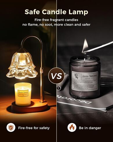 11.5"-14.5" Candle Warmer Lamp with Timer & Dimmer, Gift for Women, Birthday, Adjustable Height Warming Light for Jar Candles, Modern Dimmable Table Light with 2 Bulbs for Bedroom, Office in Saudi Arabia