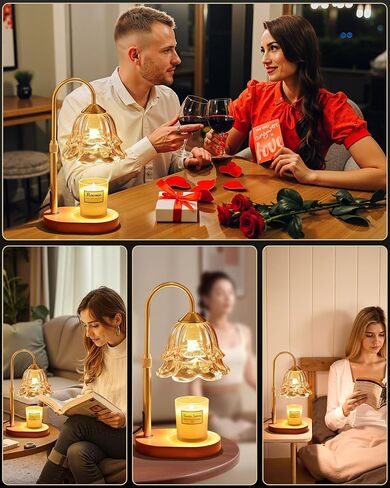 11.5"-14.5" Candle Warmer Lamp with Timer & Dimmer, Gift for Women, Birthday, Adjustable Height Warming Light for Jar Candles, Modern Dimmable Table Light with 2 Bulbs for Bedroom, Office in Saudi Arabia