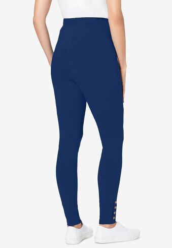 Woman Within Plus Size Stretch Cotton Snap-Trim Legging in Saudi Arabia