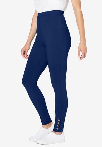 Woman Within Plus Size Stretch Cotton Snap-Trim Legging in Saudi Arabia