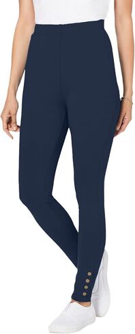 Woman Within Plus Size Stretch Cotton Snap-Trim Legging in Saudi Arabia