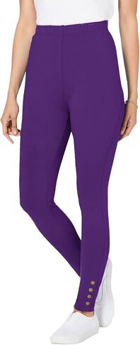 Woman Within Plus Size Stretch Cotton Snap-Trim Legging in Saudi Arabia