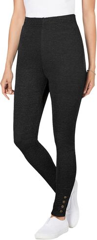 Woman Within Plus Size Stretch Cotton Snap-Trim Legging in Saudi Arabia