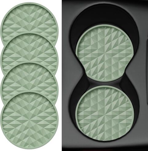 قواعد أكواب السيارة من السيليكون [4 عبوات] سجادات عالمية مقاس 2.75 بوصة غير قابلة للانزلاق، ملحقات داخلية للسيارة، حاملات أكواب السيارة، ديكور قواعد الأكواب، أزرق داكن in Kuwait