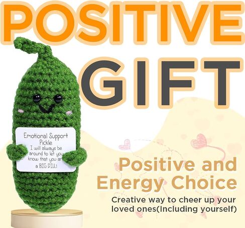 AICase 2024 Graduation Gifts Emotional Support Pickle with Base, Handmade Positive Crochet Cute Decorative Cool Funny College Graduate Grad Gifts for Women/Men/Her/Him/Male/Female/Adult in Saudi Arabia