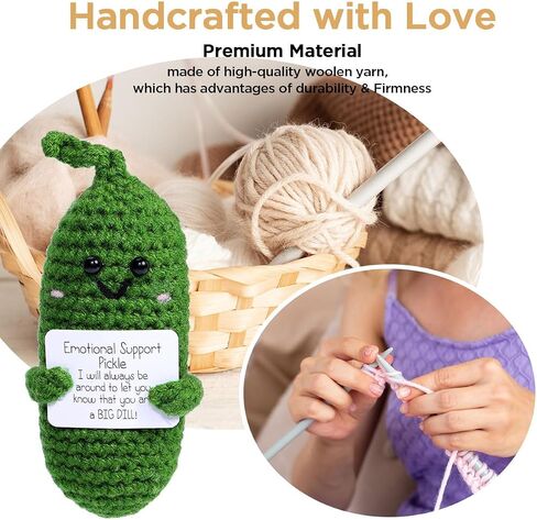 AICase 2024 Graduation Gifts Emotional Support Pickle with Base, Handmade Positive Crochet Cute Decorative Cool Funny College Graduate Grad Gifts for Women/Men/Her/Him/Male/Female/Adult in Saudi Arabia