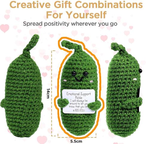 AICase 2024 Graduation Gifts Emotional Support Pickle with Base, Handmade Positive Crochet Cute Decorative Cool Funny College Graduate Grad Gifts for Women/Men/Her/Him/Male/Female/Adult in Saudi Arabia