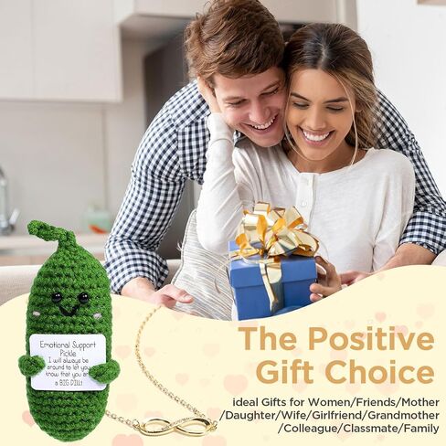 AICase 2024 Graduation Gifts Emotional Support Pickle with Base, Handmade Positive Crochet Cute Decorative Cool Funny College Graduate Grad Gifts for Women/Men/Her/Him/Male/Female/Adult in Saudi Arabia