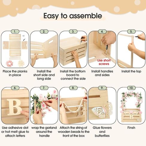 Juexica Wooden Baby Shower Crate Closet, Baby Basket with Handle Butterfly Eucalyptus Garland Wooden Bead Baby Hangers Large Letter, Butterfly Theme Wooden Crate for Pregnancy New Parent in Saudi Arabia
