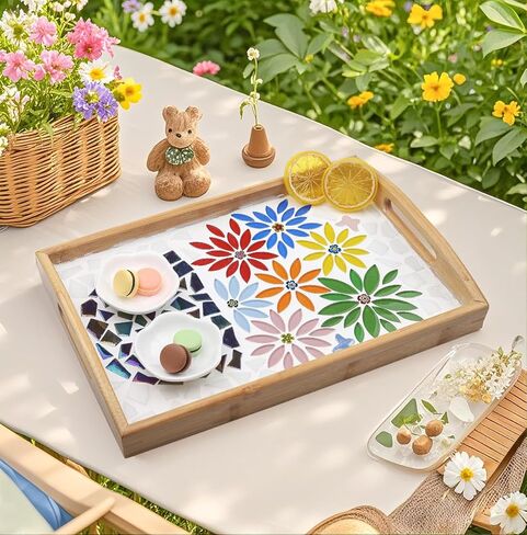 بلاط فسيفساء زجاجي بتلات صفراء، قطع زجاجية فسيفساء 454 جرام للحرف اليدوية، مجموعات مستلزمات حرفية فسيفساء الزهور لفن الفسيفساء بنفسك in Kuwait