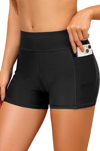 Daci Womens High Waisted Swim Shorts - 3" Bathing Suits Short with Pockets UPF 50+ Board Shorts 2025 Swimsuit Bottom in Saudi Arabia