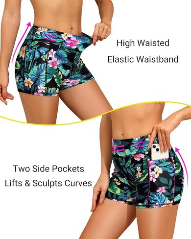 Daci Womens High Waisted Swim Shorts - 3" Bathing Suits Short with Pockets UPF 50+ Board Shorts 2025 Swimsuit Bottom in Saudi Arabia
