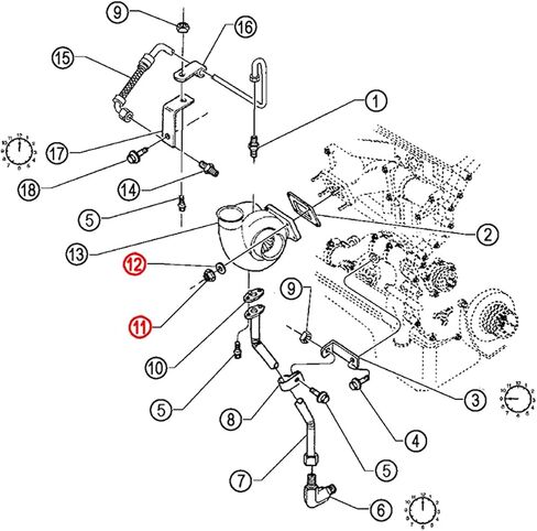 Turbo Mounting Kit Detroit Diesel S60 (4 المكسرات ، 4 غسالات ، و 4 ترصيع) (11506101 ، 08929169 ، 8929169،23507438) in Saudi Arabia