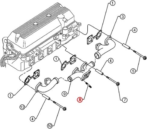 Turbo Mounting Kit Detroit Diesel S60 (4 المكسرات ، 4 غسالات ، و 4 ترصيع) (11506101 ، 08929169 ، 8929169،23507438) in Saudi Arabia