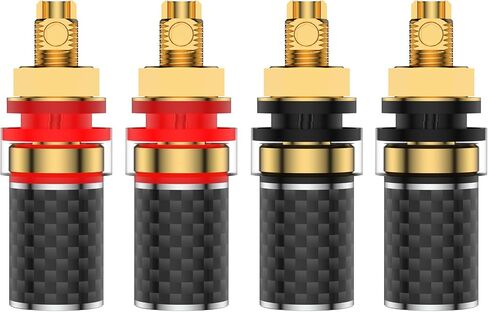 Audiocrast 4X HiFi Speaker Binding Post Connectors Copper Audiophile Banana Plug Socket Banana Jack 4MM Amplifier Speaker Terminals M8 Threaded Insulated Hi-end Audio Video Cable Plugs-Long in Saudi Arabia