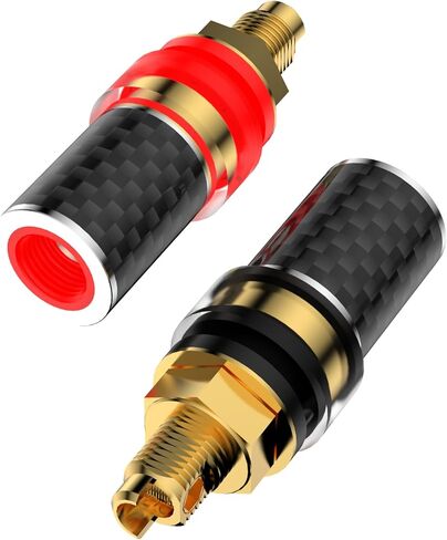 Audiocrast 4X HiFi Speaker Binding Post Connectors Copper Audiophile Banana Plug Socket Banana Jack 4MM Amplifier Speaker Terminals M8 Threaded Insulated Hi-end Audio Video Cable Plugs-Long in Saudi Arabia