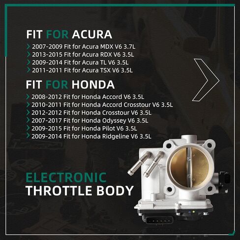 جسم الخانق الإلكترونية ملاءمة لـ Honda Accord/Crosstour/Odyssey/Pilot/Ridgeline V6 3.5L ، ملاءمة لـ Acura MDX V6 3.7L ، ملاءمة لـ Acura RDX/TL/TSX V6 3.5L 2007-2017 16400RN0A01 16400DEA01 in Kuwait