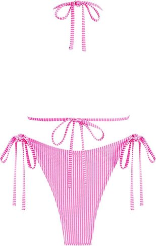 ZAFUL Triangle Bikini for Women 2 Piece Halter Bikini Sets Sexy High Cut Bathing Suit Side Tie Wave Textured Swimsuits in Saudi Arabia