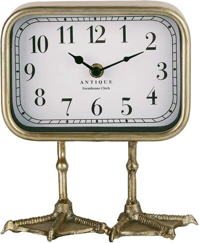 Nikky Home Vintage Table Top Clock ، Puck Duck Paw Silent Shild Desk Clock Batcle التي تعمل ، ديكور المنزل لغرفة المعيشة ، رف ، غرفة نوم ، سرير - ذهبي in Saudi Arabia