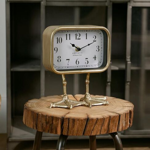 Nikky Home Vintage Table Top Clock ، Puck Duck Paw Silent Shild Desk Clock Batcle التي تعمل ، ديكور المنزل لغرفة المعيشة ، رف ، غرفة نوم ، سرير - ذهبي in Saudi Arabia