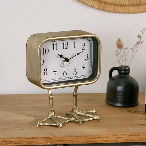 Nikky Home Vintage Table Top Clock ، Puck Duck Paw Silent Shild Desk Clock Batcle التي تعمل ، ديكور المنزل لغرفة المعيشة ، رف ، غرفة نوم ، سرير - ذهبي in Saudi Arabia