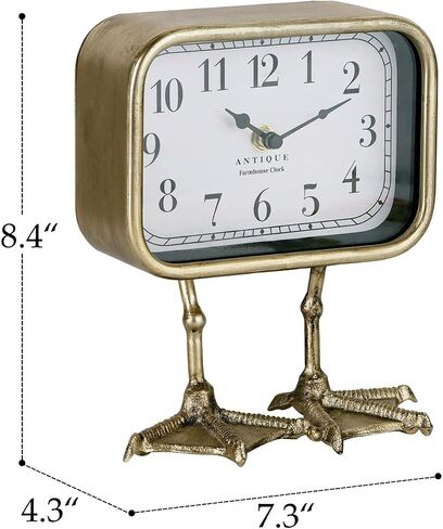 Nikky Home Vintage Table Top Clock ، Puck Duck Paw Silent Shild Desk Clock Batcle التي تعمل ، ديكور المنزل لغرفة المعيشة ، رف ، غرفة نوم ، سرير - ذهبي in Saudi Arabia