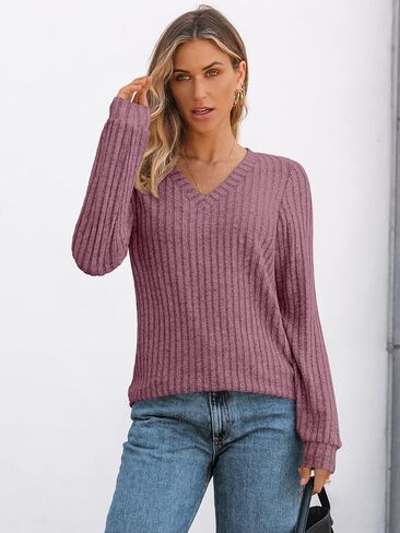 AUTOMET Womens V Neck Long Sleeve Shirt Fall Fashion Tops Tunic Dressy Casual Sweater Clothes Cute Trendy Work Outfits 2025 in Saudi Arabia