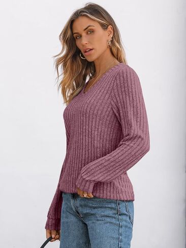AUTOMET Womens V Neck Long Sleeve Shirt Fall Fashion Tops Tunic Dressy Casual Sweater Clothes Cute Trendy Work Outfits 2025 in Saudi Arabia