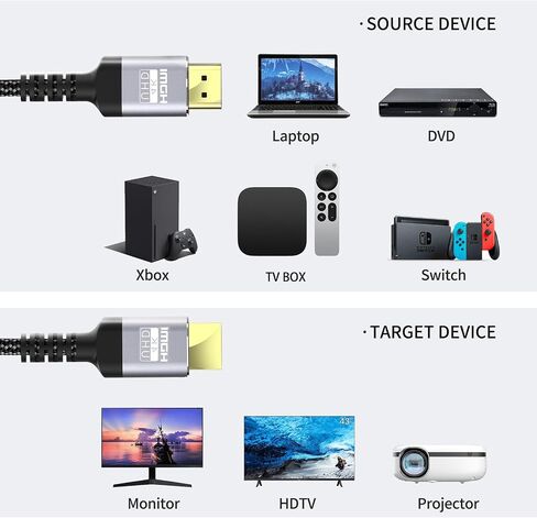 Fiber Optic HDMI Cable 200ft,18Gbps 4K@60Hz(4:4:4) Unidirectional Active 2.0 Cord,Support HDR10 eARC HDCP 2.2 3D CEC Atmos DTS:X, Ultra high Speed Flexible and Slim（60m） in Kuwait