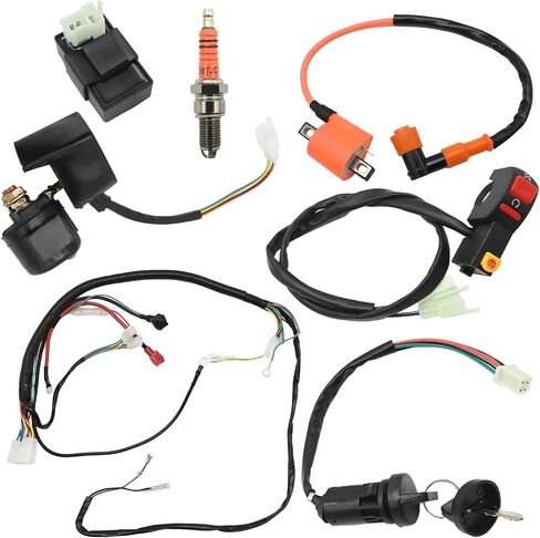 تسخير الأسلاك الكاملة للكهرباء ، مفتاح ملف CDI الإشعال ، مجموعة توصيل سدادات Solenoid Relay STARK لزواج الأزرار لـ 4 Wheelers Stroke ATV 150cc 200cc 250cc Quad Buggy Go Kart in Kuwait