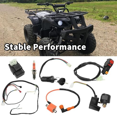 تسخير الأسلاك الكاملة للكهرباء ، مفتاح ملف CDI الإشعال ، مجموعة توصيل سدادات Solenoid Relay STARK لزواج الأزرار لـ 4 Wheelers Stroke ATV 150cc 200cc 250cc Quad Buggy Go Kart in Kuwait