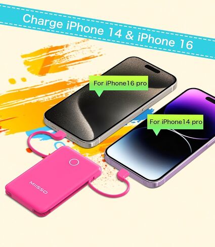 باور بانك من ميسو بسعة 6000 مللي أمبير في الساعة، مزود بكابلات مدمجة، وردي in Kuwait