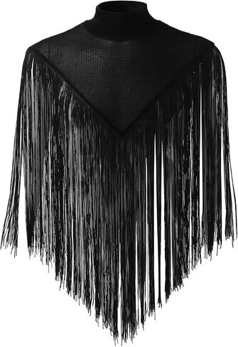 Men's Long Tassel Shrug Shoulder Pads Tank Top Clubwear Disco Rave Outfits Patchwork Sequins Fringe Outwears in Kuwait