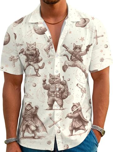 Funny Hawaiian Shirts for Men Short Sleeve Button Down Casual Shirts Summer Tropical Beach Shirt in Kuwait
