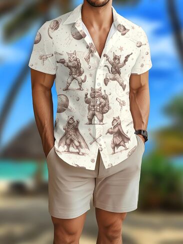 Funny Hawaiian Shirts for Men Short Sleeve Button Down Casual Shirts Summer Tropical Beach Shirt in Kuwait