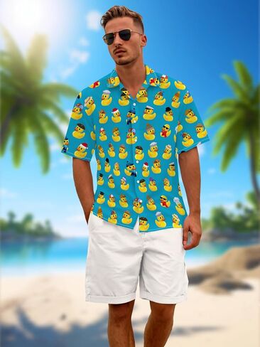 Funny Hawaiian Shirts for Men Short Sleeve Button Down Casual Shirts Summer Tropical Beach Shirt in Kuwait
