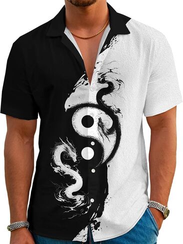 Funny Hawaiian Shirts for Men Short Sleeve Button Down Casual Shirts Summer Tropical Beach Shirt in Kuwait