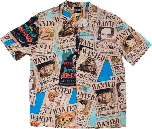 Ripple Junction One Piece One Men Men Shirt Button Down Shirt Straw Hat Hat Pirates Bounty Pounty Anime مرخص رسميًا رسميًا in Saudi Arabia